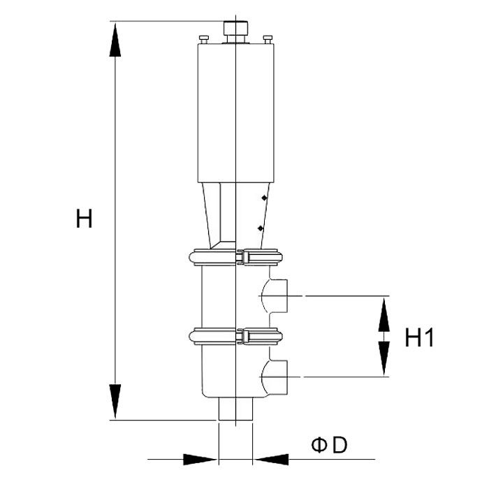 Односедельный клапан отсечной с пневмоприводом, нерж. под приварку, DN65, тип 20, TL65OSVP-20-WD TITAN LOCK