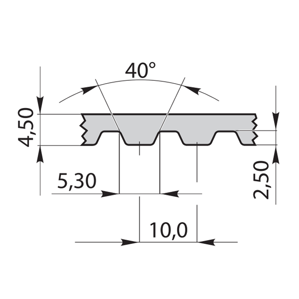 Полиуретановый зубчатый ремень T10 ширина ремня: 32 мм, длина: 1140 мм, 32T101140PU (32T10/1140) Sati