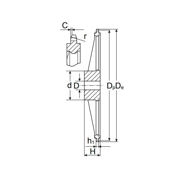 Звездочка со ступицей (чугун) под расточку для цепи: 12B-1, Z=76, 3/4" x 7/16" RS11076 Sati