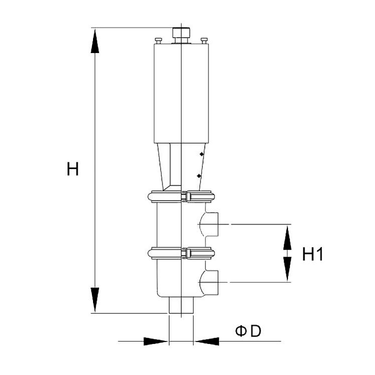 Односедельный клапан распред. с пневмоприводом, нерж. под приварку, DN65, тип 21, TL65ODVP-21-WD TITAN LOCK